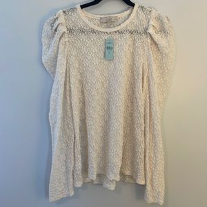 LOFT Ivory Lace Blouse - Petite